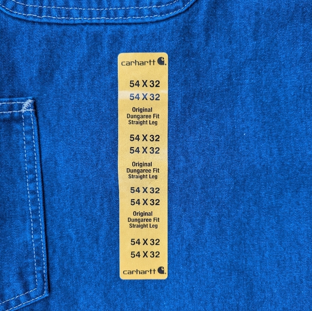 Carhartt FR Men's Original Work Dungaree Fit Straight Leg 54 x 32 NWT - Picture 7 of 9